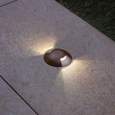 Century Italia Argo - spot au sol avec 2 fenêtres - Ø5,8 x 6,5 cm - 0,75W LED inclus - 3000K - IP67 - marron