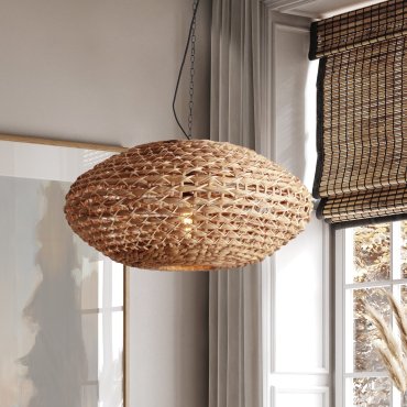 Nova Luce Bola - lampe suspendue - Ø 60 x 200 cm - naturel et noir