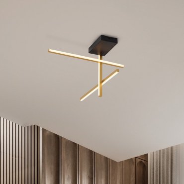 Nova Luce Antama - plafonnier - 51 x 31 x 51 cm - 26W dimmable LED inclus - noir sablé et or