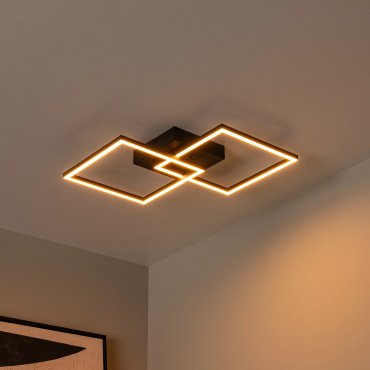 Lucide Arianne - plafonnier - 58 x 35,5 x 6,5 cm - 23W LED incl. - couleur de lumière réglable - noir