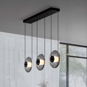 Nova Luce Ballet - lampe suspendue - 85 x 169 x 26 cm - 24W dimmable LED inclus - noir sablé et gris fumé