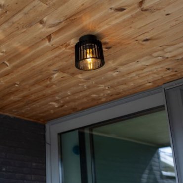 Lutec Shyne - plafond extérieur - Ø 16,1 x 16,1cm - IP54 - noir mat