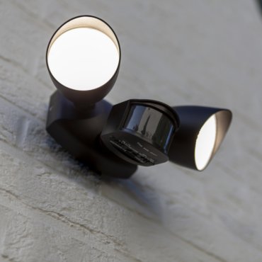 Lutec Shrimp - Applique d'extérieur avec détecteur de mouvement - 17,7 x 27,2 x 16,8 cm - 23,5W LED inclus - IP54 - noir