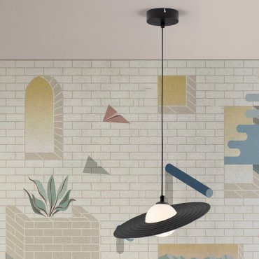 Nova Luce Reflet - lampe suspendue - Ø 30 x 220 cm - noir sablé et blanc