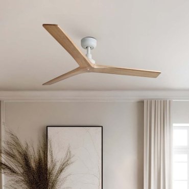 Faro Klim M - ventilateur de plafond - Ø 125 cm - blanc mat et pin