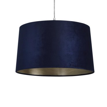 Abat-jour cylindrique Searchlight - Ø 40 x 25 cm - bleu marine avec or