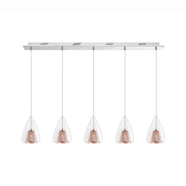 Nova Luce Hugo - lampe suspendue - 112 x 120 cm - or rose et chrome