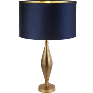 Searchlight Rye - lampe à poser - Ø 40 x 70 cm - laiton antique, or et marine