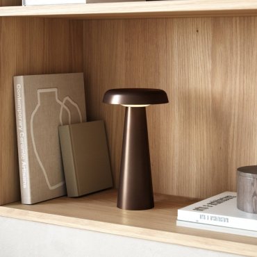 Design for the People Arcello - lampe de table - rechargeable via câble USB - Ø 14 x 25 cm - fonction Moodmaker à 3 niveaux - LED 2,8W inclus - IP54 - laiton