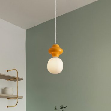 Nova Luce Clio - lampe suspendue - Ø 18 x 198 cm - orange et verre opale