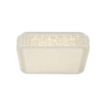 Searchlight Flush - plafonnier - 28 x 28 x 8,5 cm - 18W LED dimmable inclus - blanc et transparent