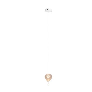 Maxlight Palloncini - lampe suspendue - Ø 12 x 180 cm - 2 x 3W LED inclus - blanc, chrome et ambre