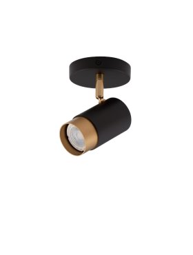 Nova Luce Pogno - spot en saillie 1L - Ø 10 x 14 cm - noir sable et or