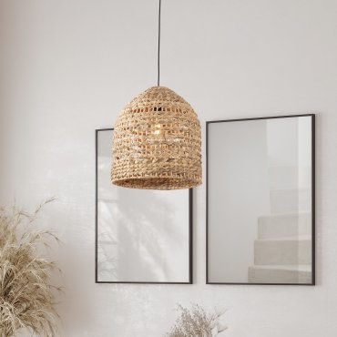 Nova Luce Bola - lampe suspendue - Ø 42,5 x 200 cm - naturel et noir