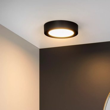 Lucide Brice-Led - plafonnier - Ø 18 x 3,9 cm - 11W LED dimmable inclus - IP44 - noir