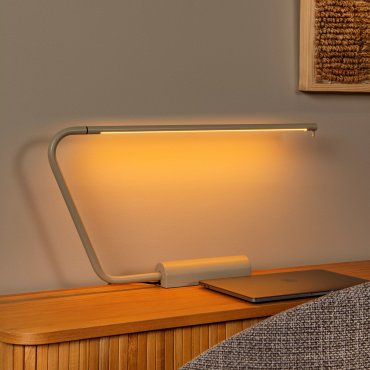 Lucide Madison - lampe de bureau avec variateur tactile - 62,5 x 5,5 x 33 cm - 6,5W LED dimmable inclus - taupe