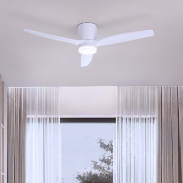 Nova Luce Aloa - ventilateur de plafond avec lumière et télécommande - Ø 132 x 27,5 cm - 18W LED inclus - blanc sablé et bois blanc