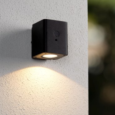 Lucide Ramin - Applique d'extérieur avec capteur solaire jour/nuit - 12,2 x 8,8 x 10,5 cm - 1W dimmable LED inclus - IP54 - noir