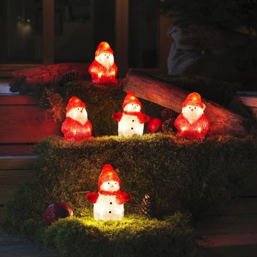 Konstsmide Lumières de Noël - 5 décorations pour la neige et le Père Noël - 7 x 13 x 400 cm - IP44 - rouge et blanc