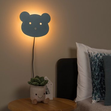 Lucide Charlie Bear - applique murale - 26 x 4,2 x 20 cm - 7W LED dimmable inclus - bleu