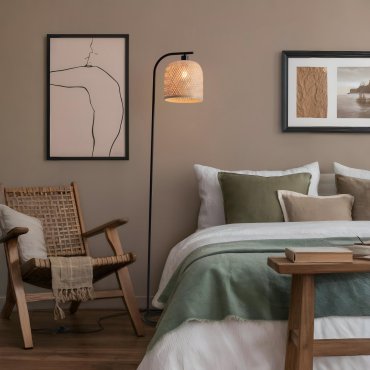 Nova Luce Intra - lampadaire - Ø 23 x 160 cm - bambou naturel et noir