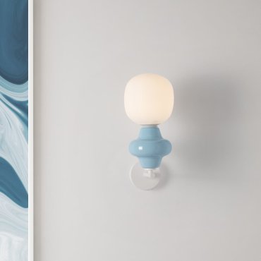 Nova Luce Clio - applique murale - Ø 15 x 37 cm - bleu et verre opale