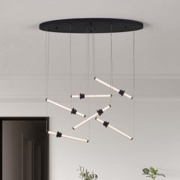 Nova Luce Stalactite - lampe suspendue - 120 x 250 x 43 cm - 36W dimmable LED inclus - noir sablé