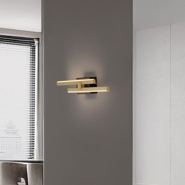 Nova Luce Amica - applique murale - 6 x 8 x 53,5 cm - 12W dimmable LED inclus - noir sablé et or