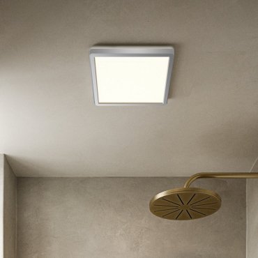 Nordlux Oja - plafonnier de salle de bains - 30 x 30 x 2,5 cm - 3 étapes Moodmaker Fonction SceneSelect - 14,5W LED inclus - IP54 - chrome/blanc