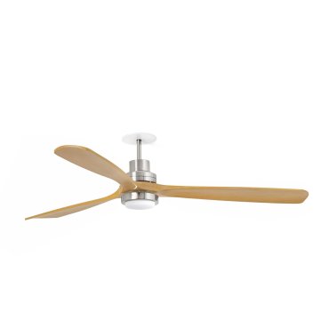 Faro Lantau L - ventilateur de plafond avec lumière et rosace encastrée - Ø 132 cm - nickel mat et pin