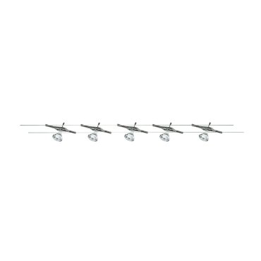 Searchlight Track &amp; Spot - Jeu de câbles LED - 500 cm - 5 x 5W LED inclus - chrome