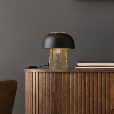 Nova Luce Sqube - lampe de table - Ø 25 x 28 cm - noir sablé et or