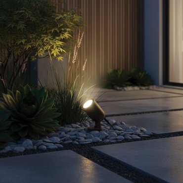VK Lighting Sui - spot au sol en saillie - Ø 5,5 x 7,4 cm - 7W LED inclus - IP65 - Brun rouille