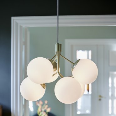 Nordlux Ivona - lampe suspendue - 62 x 62 x 247 cm - opale et laiton