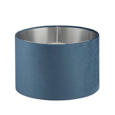Searchlight Velvet Drum - abat-jour - Ø 28 x 18 cm - bleu-vert et argenté