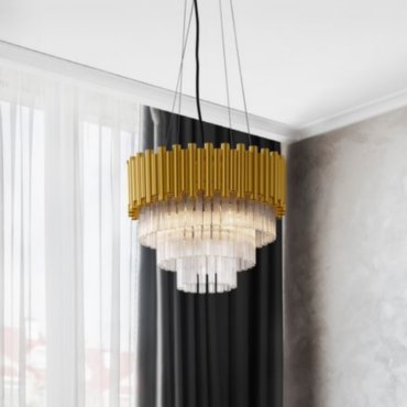 Nova Luce Magnolia - suspension - Ø 40 x 120 cm - or