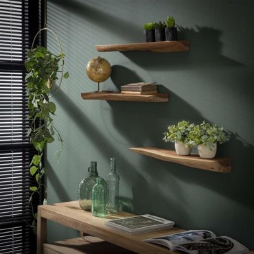 Vico Natural Edge - étagère murale set de 3 - 60 x 13 x 4 cm - bois d'acacia