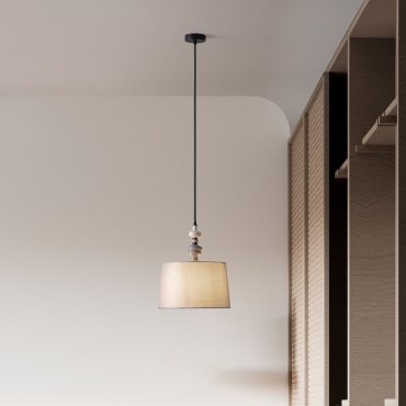 Nova Luce Damo - lampe suspendue - Ø 34 x 150 cm - noir mat, gris et brun