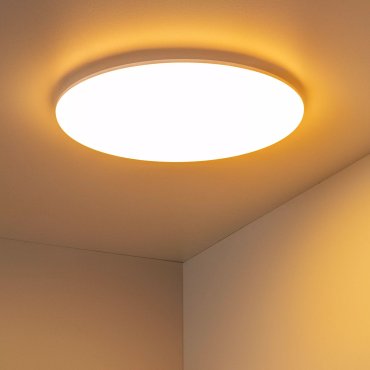 Lucide Olson - plafonnier - Ø 45 x 4,5 cm - 45W LED incl. - couleur de lumière réglable - IP44 - opale et blanc