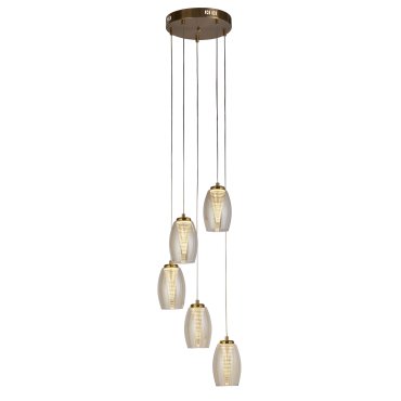Searchlight Cyclone - lampe suspendue - Ø 35 x 150 cm - 27W LED dimmable inclus - bronze et champagne