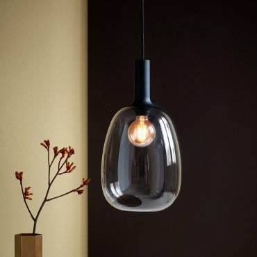 Nordlux Alton - lampe suspendue - Ø 23 x 343 cm - noir et verre fumé