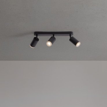 Nova Luce Mao - spot en saillie 3L - 5,5 x 16,5 x 38 cm - IP44 - noir sablé