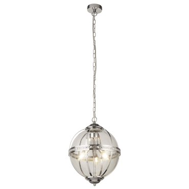 Searchlight Coronet - lampe suspendue - Ø 32 x 120 cm - chrome et transparent