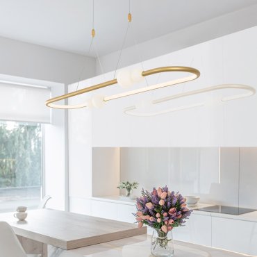 Nova Luce Celia - lampe suspendue avec télécommande - 100 x 64 x 120 cm - 44,2W LED dimmable inclus - or satiné et opal