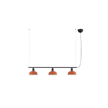 Faro Tatawin S - suspension - 100 x 18,4 x 210 cm - noir satiné et orange rougeâtre brillant