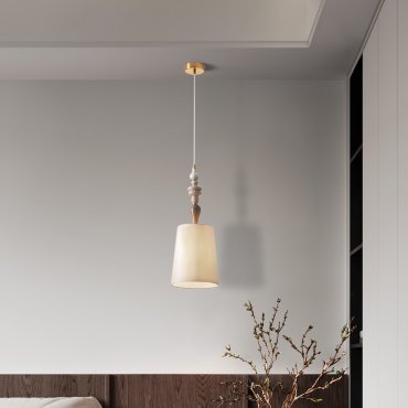 Nova Luce Damo - lampe suspendue - Ø 22 x 160 cm - laiton antique, orange doux et brun