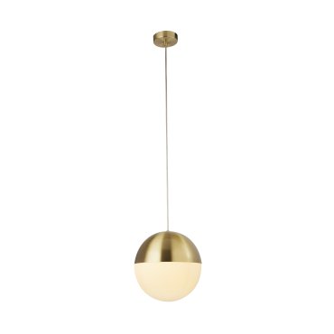 Searchlight Endor - lampe suspendue - Ø 25 x 150 cm - laiton satiné et blanc opale