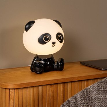 Lucide Dodo Panda - lampe enfant - 26 cm - 3W LED dimmable inclus - noir et blanc
