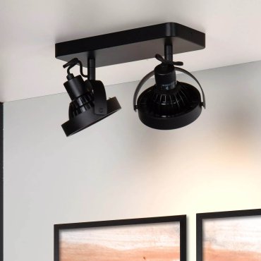 Lucide Tala LED - spot en saillie 2L - 28 x 12 x 20 cm - 2 x 12W LED dimmable inclus - noir