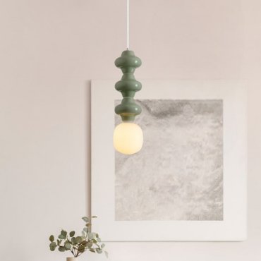 Nova Luce Clio - lampe suspendue - Ø 18 x 240 cm - vert et verre opale